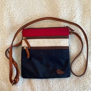 Red white and blue triple zipper Dooney & Bourke